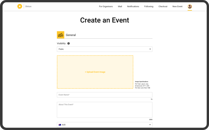 web app_create an event